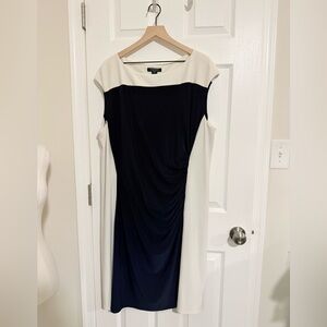 Ralph Lauren Navy and Cream Midi Dress